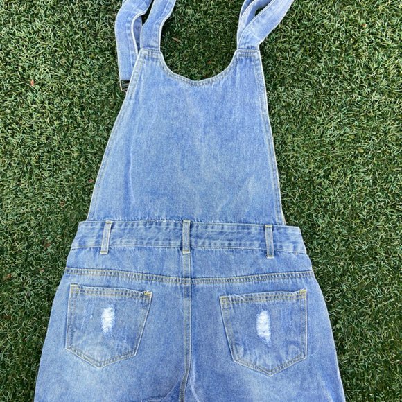 SOLD Vintage Jrs. Denim Overall Shorts Size - Picture 3 of 4